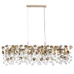 Люстра линейная с подвесками в форме монеток и золотистыми круглыми элементами из металла в виде лепестков FAIRYTREE Light варинант исполнения - 2 | Loft Concept в Уфе