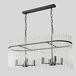 Люстра подвесная овальная со стеклянными прозрачными трубками и металлическим каркасом черного цвета Nembus варинант исполнения - 2 | Loft Concept в Уфе