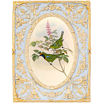 Декоративный постер с изображением птиц в раме с рельефным растительным узором Blooming Birds Poster варинант исполнения - 6 | Loft Concept в Уфе