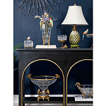 Ваза из прозрачного стекла с бронзовыми ножками и фигурками попугаев Eden Garden porcelain and bronze варинант исполнения - 5 | Loft Concept в Уфе