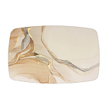 Обеденный стол с прямоугольной бежевой столешницей из стекла на 4-х деревянных ножках Beige Marble варинант исполнения - 2 | Loft Concept в Уфе