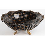 Блюдо черного цвета из фрафора на бронзовых ножках Eden Garden porcelain and bronze варинант исполнения - 1 | Loft Concept в Уфе