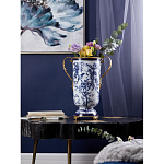 Ваза с бронзовыми ручками и синим цветочным узором Blue & White Ornament варинант исполнения - 8 | Loft Concept в Уфе