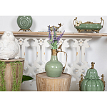 Кувшин зеленого цвета из фарфора с бронзовой крышкой и изогнутой ручкой Eden Garden porcelain and bronze варинант исполнения - 4 | Loft Concept в Уфе