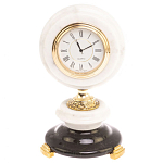 Часы настольные бронзовые из натуральных камней Мрамор и Змеевик Stone Clock варинант исполнения - 1 | Loft Concept в Уфе