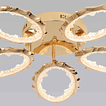 Потолочная люстра с 5-ю светодиодными лампами с золотистым каркасом Ring of Fire варинант исполнения - 2 | Loft Concept в Уфе