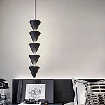 Подвесной светильник светодиодный в виде ряда черных металлических конусов  Herringbone варинант исполнения - 5 | Loft Concept в Уфе