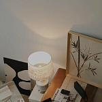 Настольная лампа с принтом на белом тканевом абажуре Roof Garden Lamp варинант исполнения - 7 | Loft Concept в Уфе