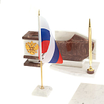 Настольный письменный набор из мрамора и лемезита с гербом и флагом России Marble Accessory варинант исполнения - 3 | Loft Concept в Уфе