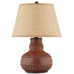 Настольная лампа темно-коричневая с тканевым абажуром в форме конуса Сhieftain варинант исполнения - 3 | Loft Concept в Уфе