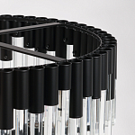 Люстра круглая из матового черного металла с подвесками из прозрачных стеклянных трубок Noir Tubes варинант исполнения - 9 | Loft Concept в Уфе