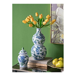 Ваза фигурная с сине-зелеными узорами распустившихся цветов Blossoming Spring варинант исполнения - 4 | Loft Concept в Уфе