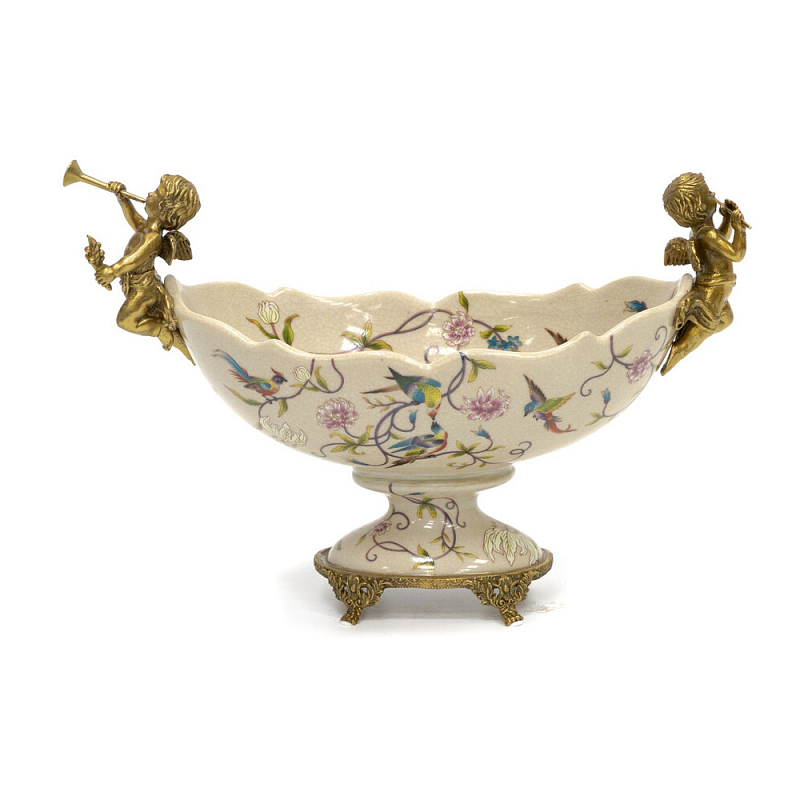 Чаша фарфоровая с ангелами Eden Garden Бежевый Бронза Мульти в Уфе | Loft Concept 