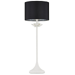 Настольная лампа с декором в виде белого цветка магнолии на каркасе и черным абажуром White Magnolia варинант исполнения - 3 | Loft Concept в Уфе