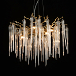 Люстра золотого цвета с декоративными ветками и длинными прозрачными стеклянными подвесами в форме сосулек Droplet Chandelier варинант исполнения - 3 | Loft Concept в Уфе