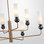 Люстра на штанге с 8-ю цилиндрическими матовыми плафонами и шарами из камня Orb Essence варинант исполнения - 7 | Loft Concept в Уфе