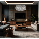 Круглая люстра с хрустальными подвесками на серебряном каркасе Gorgeous Crystal Light варинант исполнения - 12 | Loft Concept в Уфе