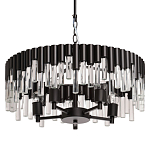 Люстра круглая из матового черного металла с подвесками из прозрачных стеклянных трубок Noir Tubes варинант исполнения - 1 | Loft Concept в Уфе