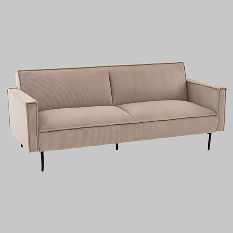 Диван современный вельветовый прямой Worcester Бежевый  Капучино  Черный в Уфе | Loft Concept 