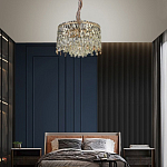 Люстра круглая с хрустальными подвесками на золотистом каркасе Roul Crystal Light варинант исполнения - 13 | Loft Concept в Уфе