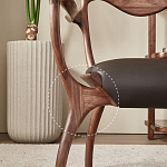 Стул деревянный с мягким сиденьем из коричневой натуральной кожи Moon Walnut Furniture варинант исполнения - 3 | Loft Concept в Уфе