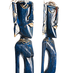 Комплект из 2-х деревянных статуэток Asmat Tall Statuettes Blue Green варинант исполнения - 3 | Loft Concept в Уфе