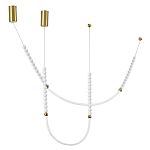 Подвесной светильник с 3-мя изогнутыми плафонами и белыми декоративными шариками PEARLS Suspension варинант исполнения - 2 | Loft Concept в Уфе