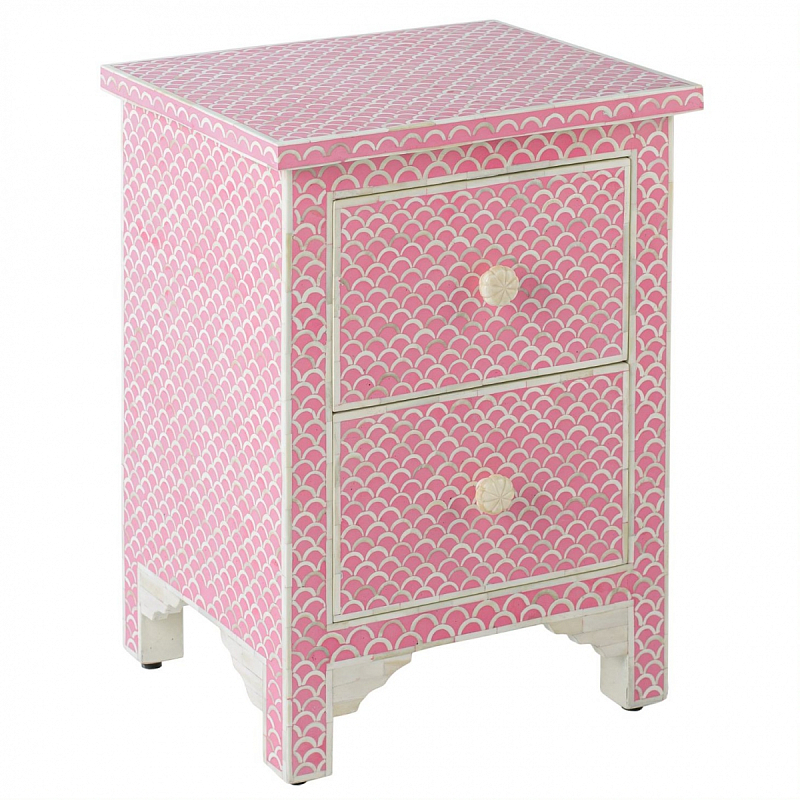 Тумбочка Pink Indian Bone Inlay nightstand Розовый в Уфе | Loft Concept 