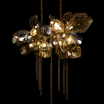 Люстра подвесная с 18-ю стеклянными плафонами с вертикальными подвесками Gilded Mirage  варинант исполнения - 8 | Loft Concept в Уфе