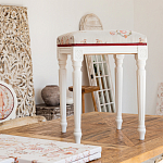 Банкетка одноместная из массива бука бежевая с растительным орнаментом Raffael Beige Floral Banquette варинант исполнения - 6 | Loft Concept в Уфе