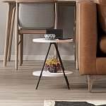 Стол приставной с 2-мя круглыми белыми столешницами ESSEL SIDE TABLE WHITE варинант исполнения - 10 | Loft Concept в Уфе