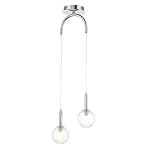 Подвесной светильник с 2-мя рельефными прозрачными плафонами из стекла и основанием цвета Хром Perforated Glass Bubbles варинант исполнения - 2 | Loft Concept в Уфе