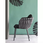 Стул мягкий с декором в виде плетеных лент на спинке и подлокотниках Semicircular Chair Decorated with Ribbons варинант исполнения - 2 | Loft Concept в Уфе