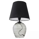 Настольная лампа с черным тканевым абажуром и фактурным прозрачным основанием Black Cone варинант исполнения - 2 | Loft Concept в Уфе