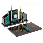 Настольный письменный набор из змеевика с часами Successful Leader варинант исполнения - 2 | Loft Concept в Уфе