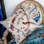 Подушка декоративная с изображением птиц в саду Beige Chinoiserie Birds in the Peach Orchard Cushion варинант исполнения - 2 | Loft Concept в Уфе