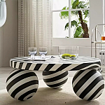 Дизайнерский журнальный стол круглый в чёрно-белую полоску Mypel варинант исполнения - 2 | Loft Concept в Уфе