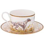 Чайная пара из фарфора с изображением собаки и уток 300 мл Hunting Porcelain Collection варинант исполнения - 1 | Loft Concept в Уфе