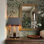 Настольная лампа с основанием из натурального камня c серым прямоугольным абажуром Lapis Tiburtinus варинант исполнения - 5 | Loft Concept в Уфе