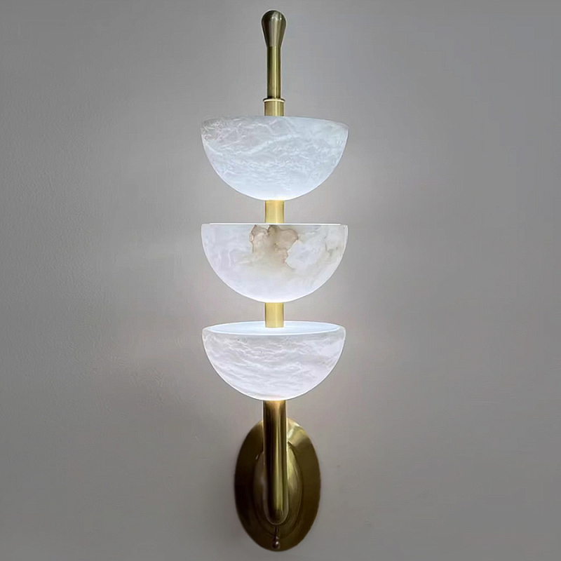 Бра с 3-мя мраморными плафонами в форме чаши Warm Marble Light Латунь Бра с 3-мя мраморными плафонами в форме чаши Warm Marble Light Латунь в Уфе | Loft Concept
