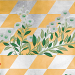 Обои ручная роспись Tiled Meadow Original colourway on Egyptian Gold gilded paper варинант исполнения - 2 | Loft Concept в Уфе