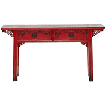 Деревянная консоль в китайском стиле с 2-мя ящиками с резным декором красная Yan Chinese Console Table варинант исполнения - 1 | Loft Concept в Уфе