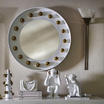 Зеркало белое с круглыми золотыми декоративными элементами Prince of the Church варинант исполнения - 3 | Loft Concept в Уфе