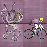 Плитка с узором Осьминог велосипедист варинант исполнения - 1 | Loft Concept в Уфе