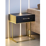 Приставной столик с резным узором на выдвижном ящике Black Table Carved Pattern варинант исполнения - 7 | Loft Concept в Уфе