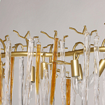 Люстра линейная золотого цвета с декоративными ветвями и длинными стеклянными подвесками в форме сосулек Droplet Chandelier варинант исполнения - 8 | Loft Concept в Уфе