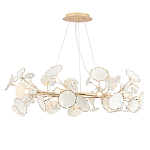 Люстра круглая с белыми лепестками из керамики и прозрачными хрустальными цветками Диаметр 82 см Wintery flovers варинант исполнения - 3 | Loft Concept в Уфе