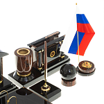 Настольный письменный набор с часами из природного камня обсидиана Peace Contract варинант исполнения - 5 | Loft Concept в Уфе