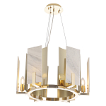 Люстра подвесная круглая с мраморными прямоугольными вставками и золотым основанием Диаметр 55 см Marble square Chandelier варинант исполнения - 1 | Loft Concept в Уфе