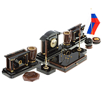 Настольный письменный набор с часами из природного камня обсидиана Peace Contract варинант исполнения - 2 | Loft Concept в Уфе